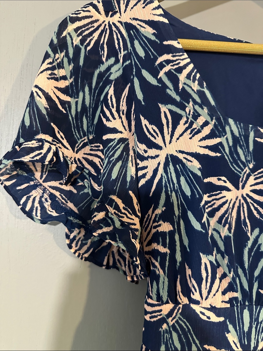 Madewell Navy Floral Maxi Dress Pink Print Puff Sleeve XXS - Picture 5 of 10
